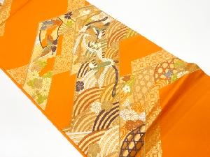 リサイクル　唐織松皮菱に鳳凰・花・蝶模様織出し袋帯